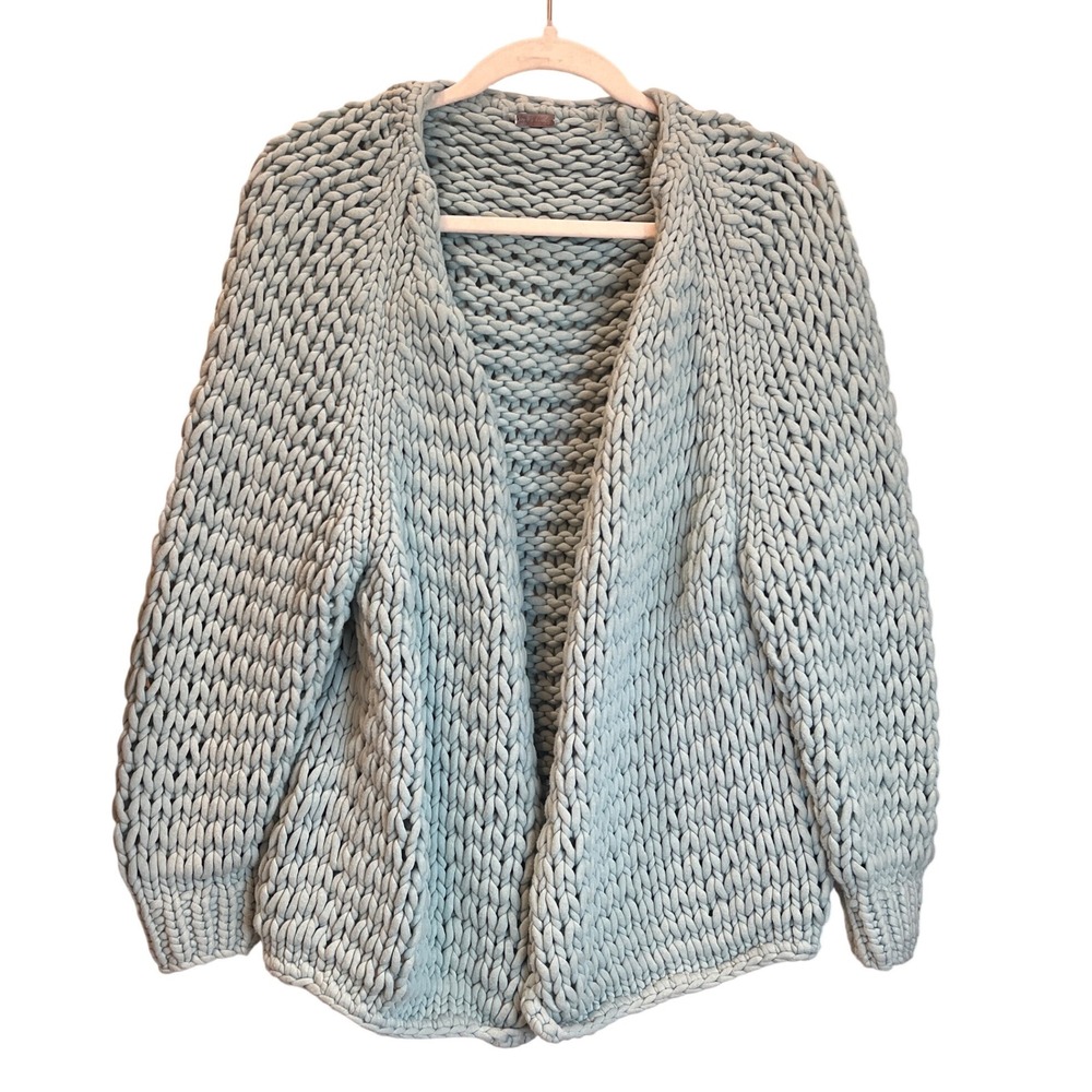 Margaret O'Leary SanFrancisco Chunky Oversized Cardigan Blue Cotton Blend
